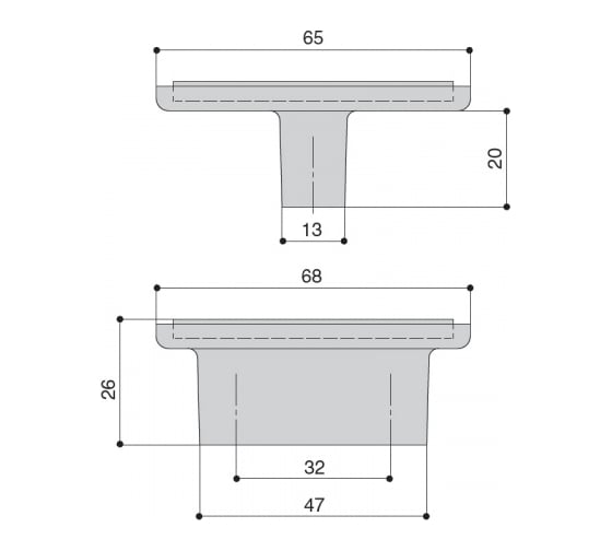 Ручка-кнопка MAKMART 32 мм, отделка хром глянец, стекло CC32xL65xW65V1