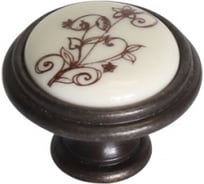 Ручка-кнопка Giusti, отделка бронза темная + керамика P77.Y01.G1.MB1G