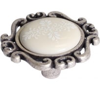 Ручка-кнопка Giusti, отделка старое серебро с блеском + керамика P41.Y01.G4.ME8G