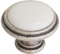 Ручка-кнопка Giusti, отделка старое серебро с блеском + керамика P77.Y00.00.ME8G