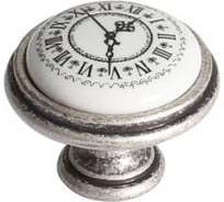 Ручка-кнопка Giusti, отделка старое серебро с блеском + керамика P77.Y00.Q2.ME8G