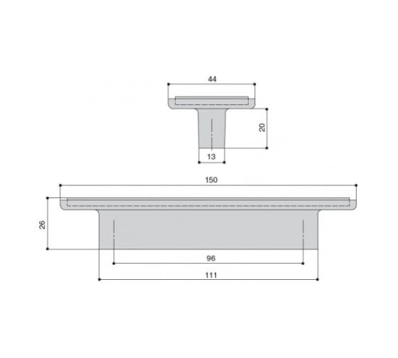 Ручка-скоба MAKMART 96 мм, отделка хром глянец + стекло CC96xL150xw44V1