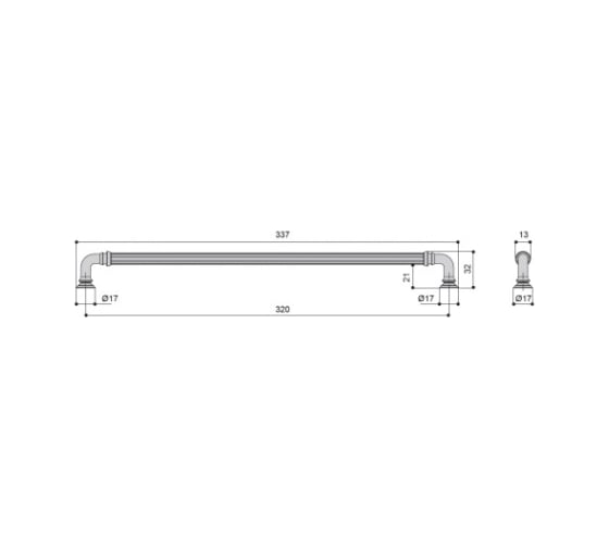 Ручка-скоба MAKMART 320 мм, отделка золото шлифованное M8062.320.BB