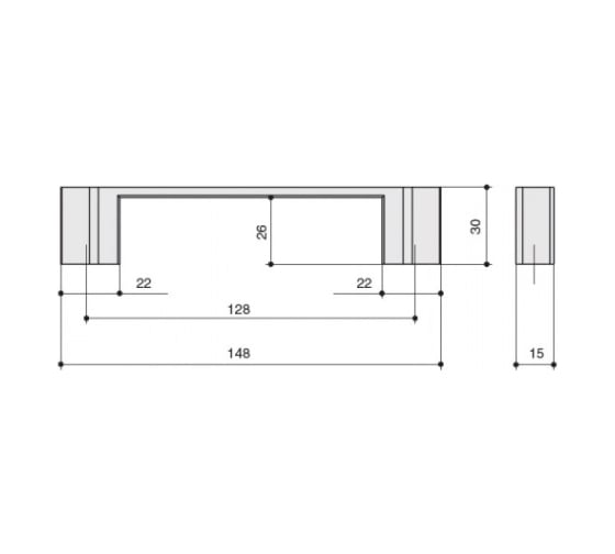 Ручка-скоба MAKMART 128 мм, отделка черный матовый M2759.128.MB