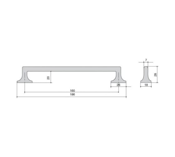 Ручка-скоба Giusti 160мм, отделка графит WMN.813X.160.M00G9