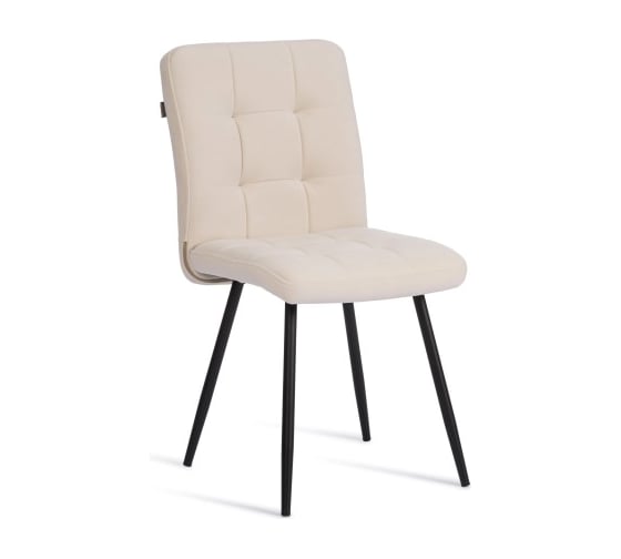 Стул обеденный Tetchair Medeo флок, 47x56x89, молочный/черный 4 24648