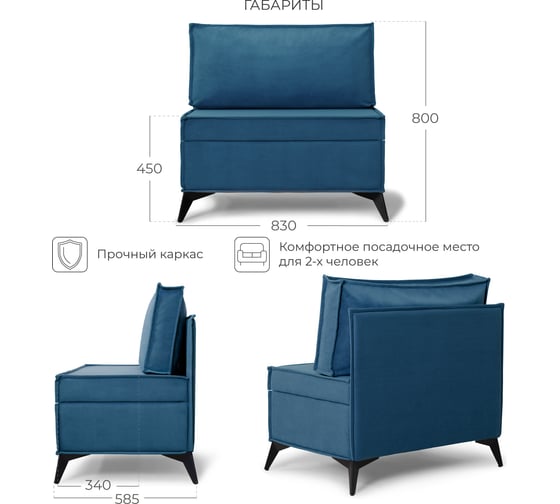 Диван кухонный НОРТА NORTA Loft XS 830х585х800 синий 4657810337251