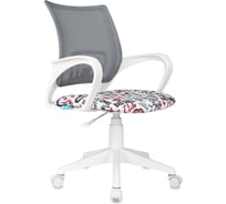 Кресло детское Helmi HL-K95 R (W695) Airy, спинка сетка серая/сиденье ткань с рисунком red lips, пиастра, пластик белый 361366