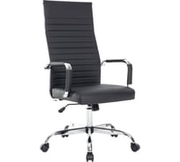 Кресло руководителя Helmi HL-E17 Slim Extra, экокожа черная, хром, механизм качания 306216