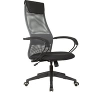 Кресло руководителя Helmi HL-E87, спинка сетка серая/экокожа, сиденье ткань черная, пластик, механизм качания 368517