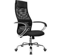 Кресло руководителя Helmi HL-E87, CH, спинка сетка черная/экокожа, сиденье ткань черная, хром, механизм качания 368518