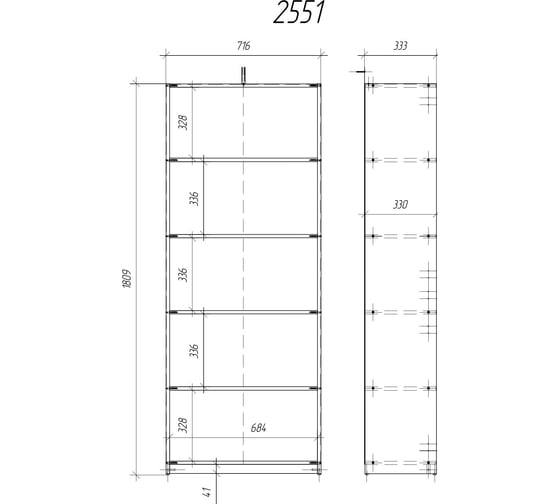 Стеллаж Комфорт-Питер Бюджет 2551 (402651) 290 Белый шагрень 2551.290