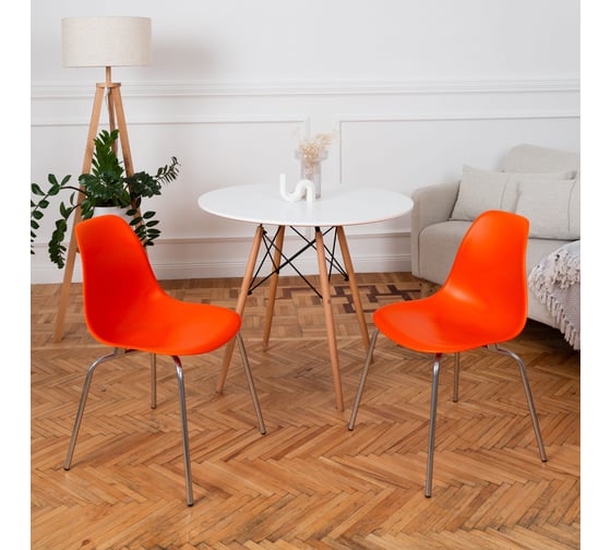 Комплект стульев пластиковых DERSTUHL 2 шт Elegant Chrom Eames, Оранжевый, DSL028.005.2