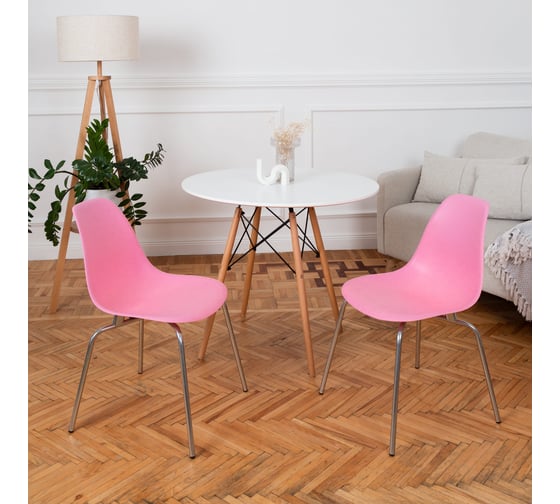 Комплект стульев пластиковых DERSTUHL 2 шт Elegant Chrom Eames, Розовый, DSL028.015.2 1