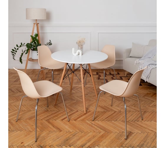 Стулья DERSTUHL Elegant Chrom Eames, теплый бежевый, 4 шт DSL028.014.4 1