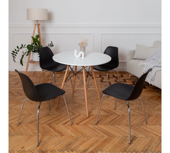 Комплект стульев пластиковых DERSTUHL 4 шт Elegant Chrom Eames, Черный, DSL028.010.4