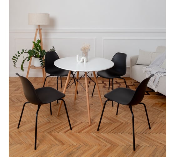 Комплект стульев пластиковых DERSTUHL 4 шт Elegant Black Eames, Черный, DSL038.010.4