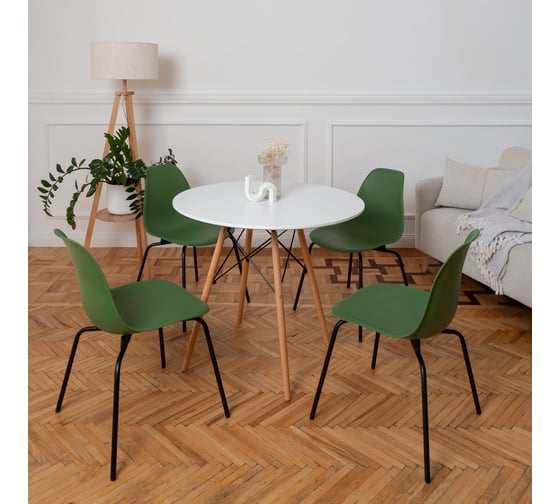 Комплект стульев пластиковых DERSTUHL 4 шт Elegant Black Eames, Темно-зеленый, DSL038.016.4 1