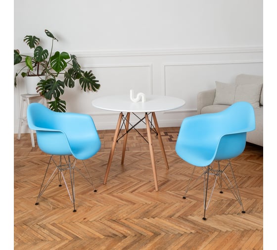 Комплект стульев пластиковых DERSTUHL 4 шт Chrom Eames, голубой, DSL05.008.4