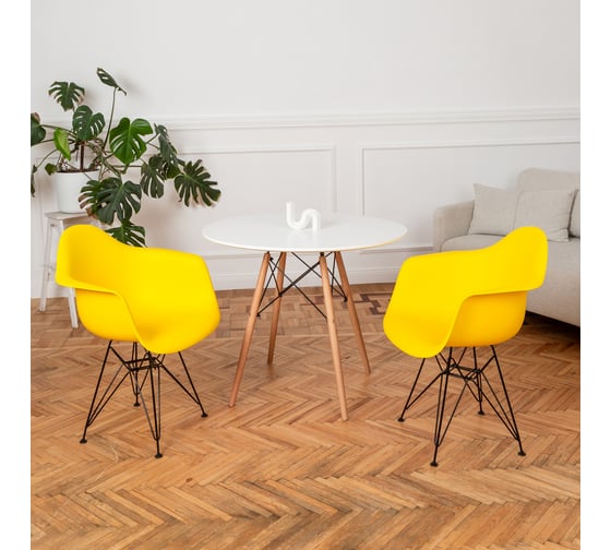 Комплект стульев пластиковых DERSTUHL 4 шт Black Eames, лимон, DSL06.011.4
