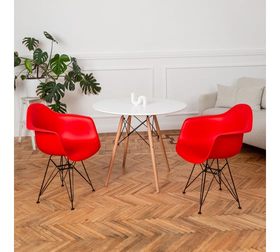 Комплект стульев пластиковых DERSTUHL 4 шт Black Eames, красный, DSL06.006.4