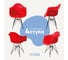 Комплект стульев пластиковых DERSTUHL 4 шт Black Eames, красный, DSL06.006.4 1