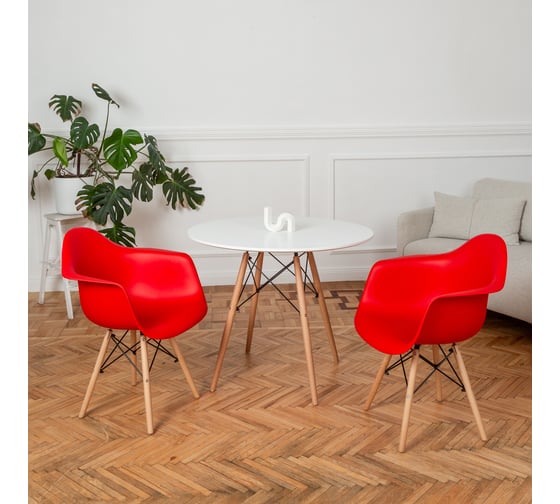 Комплект стульев пластиковых DERSTUHL 4 шт Wood Eames, красный, DSL04.006.4