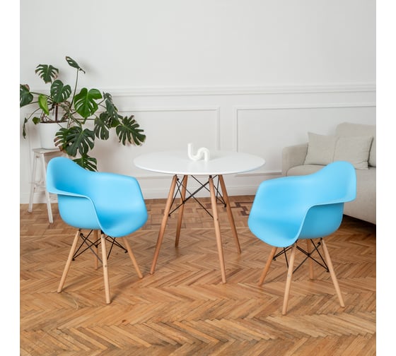Комплект стульев пластиковых DERSTUHL 4 шт Wood Eames, голубой, DSL04.008.4