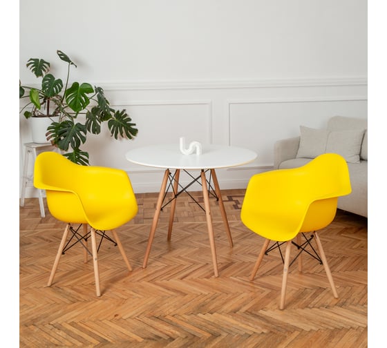 Комплект стульев пластиковых DERSTUHL 4 шт Wood Eames, лимон, DSL04.011.4