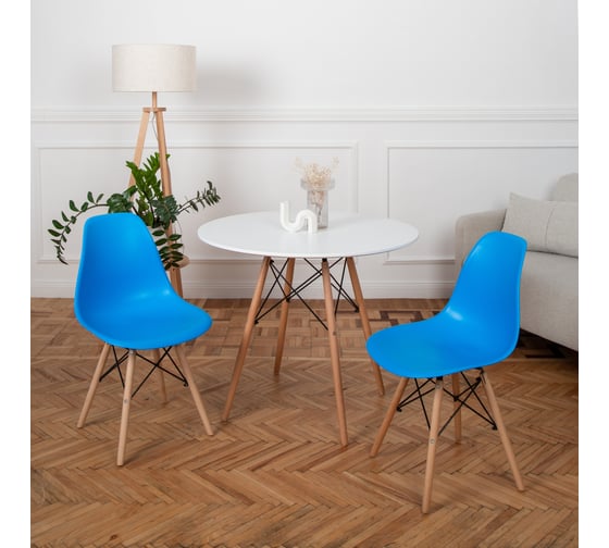 Комплект стульев пластиковых DERSTUHL 4 шт Wood Eames, синий, DSL01.007.4