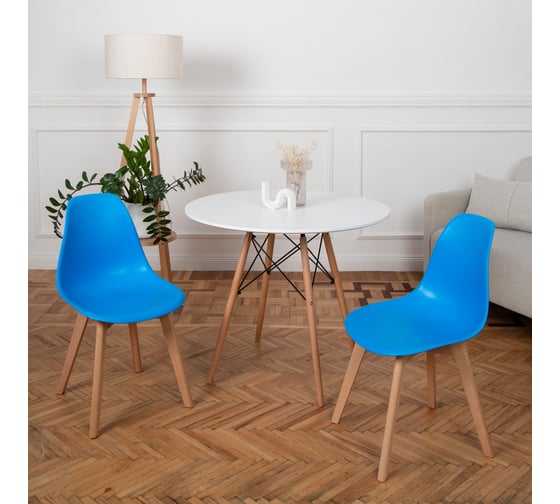Комплект стульев пластиковых DERSTUHL 2 шт Grand Wood Eames, синий, DSL010.007.2