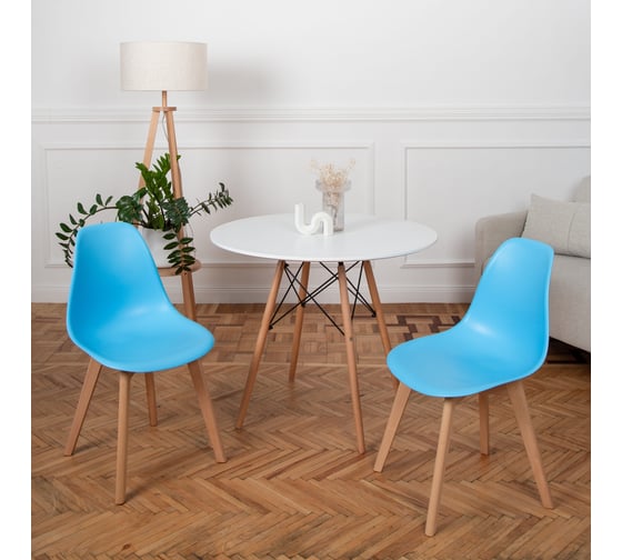 Стул пластиковый DERSTUHL Grand Wood Eames, голубой DSL010.008