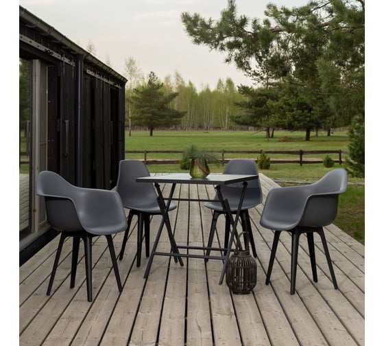 Комплект стульев пластиковых DERSTUHL 4 шт Plast Eames, темно-серый, DSL045.003.4