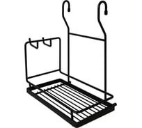 Полка одинарная с крючками MF QCWJ221-3 ALBA 271х262х143 мм, черный матовый 98219v