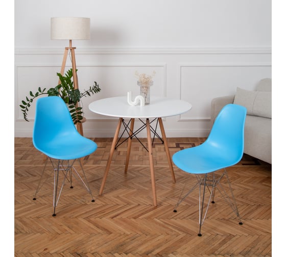 Комплект стульев пластиковых DERSTUHL 2 шт Chrom Eames, голубой, DSL02.008.2 1