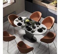 Обеденный стол ТриЯ Шато Тип 2 Черный/Стекло глянцевое, белое 263330