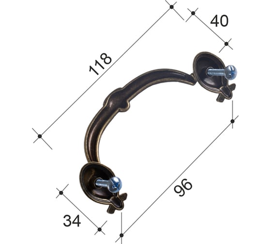 Ручка скоба ОФК комплект из 10 штук, 208 JL ст.бронза Tr-00001175