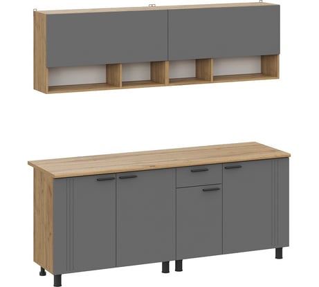 Кухонный гарнитур Арника Монако 2 м, дуб Золотой, графит 00-00164684