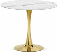 Стол Woodville Тулип 90х73 см белый мрамор/золото 606415