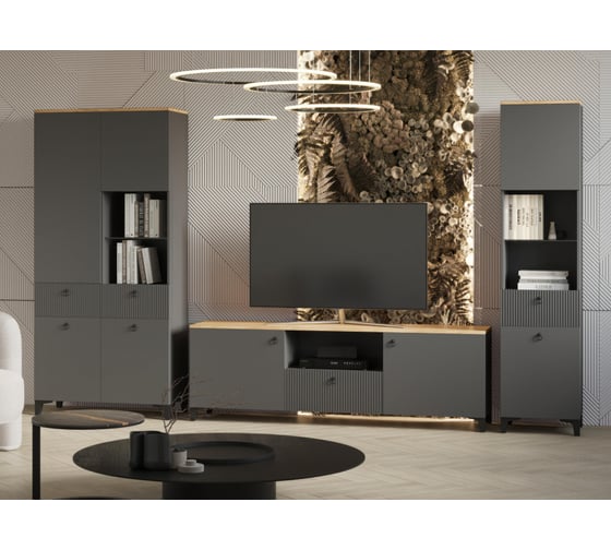 Витрина Woodville Ника 400 эйхория QR-17/графит/дуб делано 593596