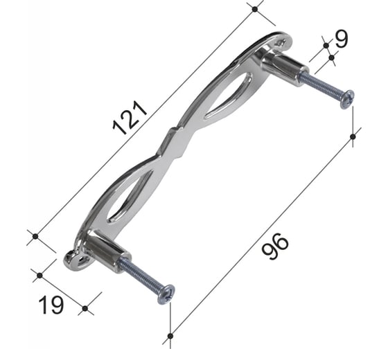 Ручка скоба ОФК комплект из 4 штук, 787-96 хром Tr-00001188