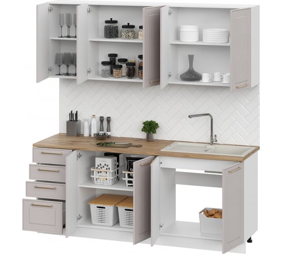 Кухня Woodville Алиена 2,0 белый/шампань 608589