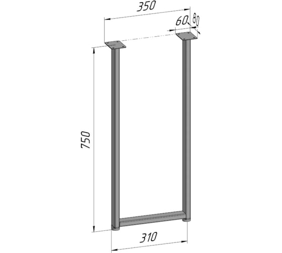 Подстолье для стола Parallax 750 350 40 П-образное, регулируемое, Лофт, прямоугольное, металлическое, барное, белое, 1 шт. 46WN035031075-PRM