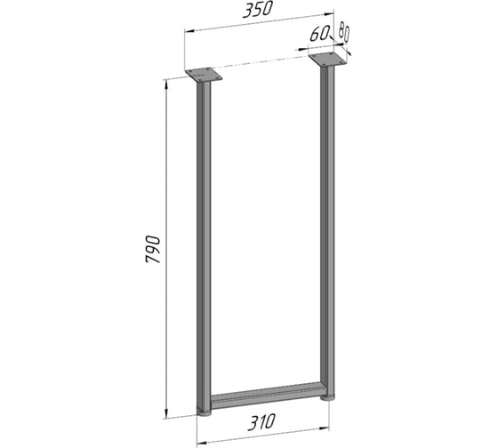 Подстолье для стола Parallax 790 350 40 П-образное, регулируемое, Лофт, прямоугольное, металлическое, барное, белое, 1 шт. 46WN0350310790-PRM