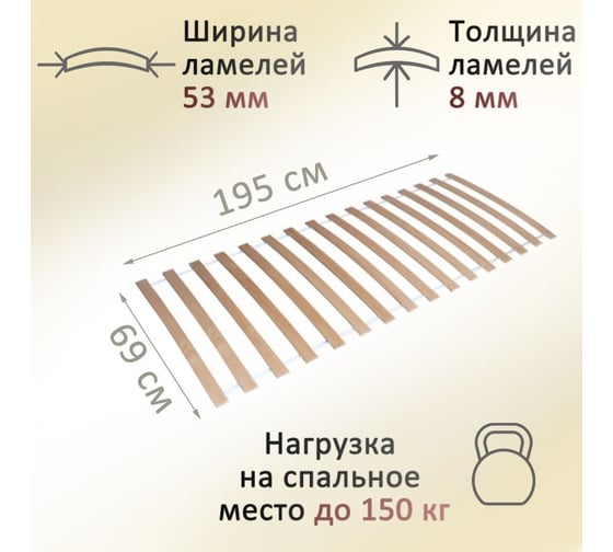 Бескаркасное гибкое основание кровати ЭЛИМЕТ 700х2000 мм БП-00001078