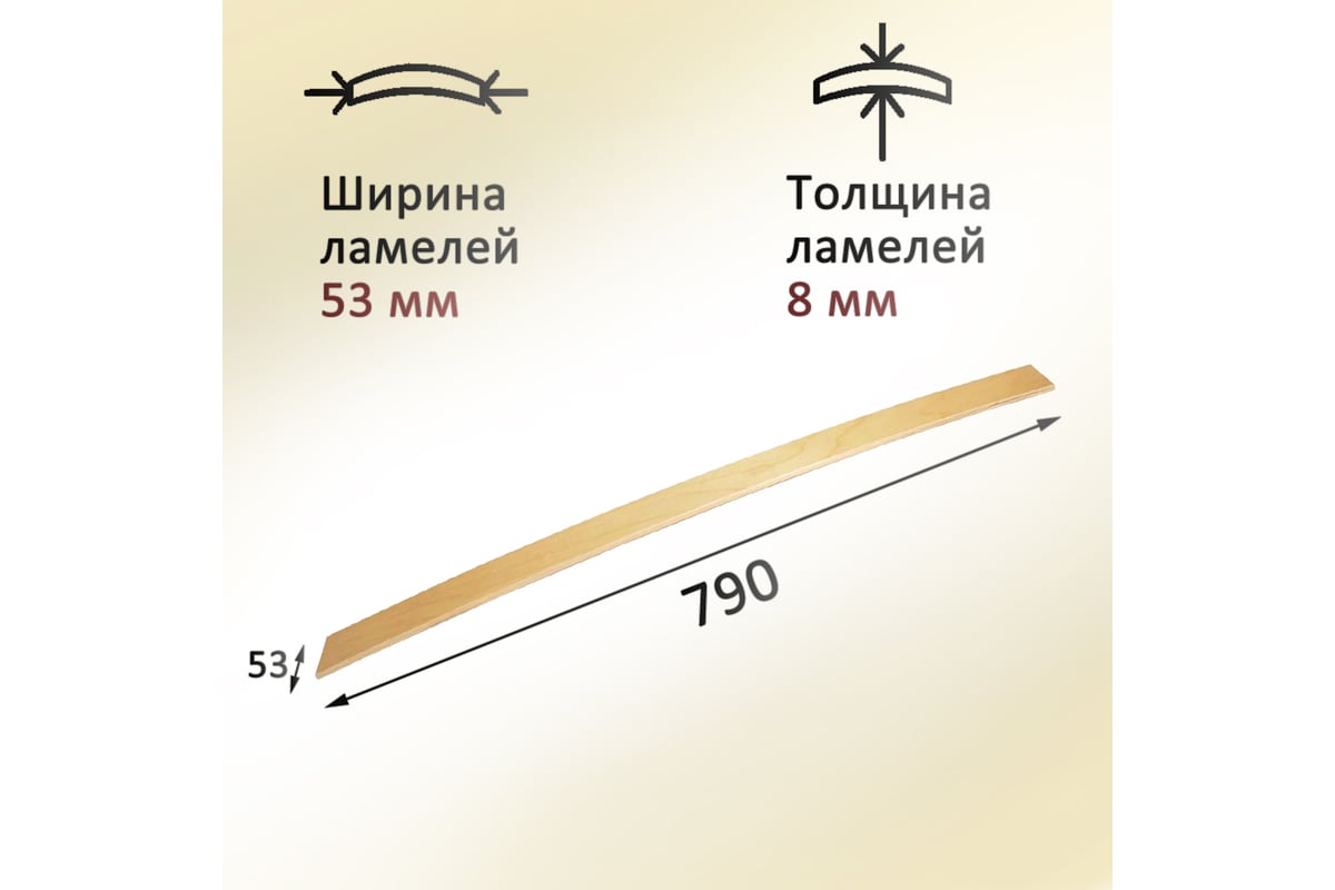 Комплект ламели для кровати ЭЛИМЕТ 790х53х8 мм 5 шт. БП-00001686 - выгодная  цена, отзывы, характеристики, фото - купить в Москве и РФ