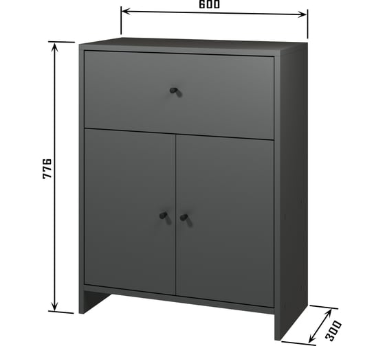 Комод Атмосфера 1Я-600 квадро, антрацит, МК 00-00024856