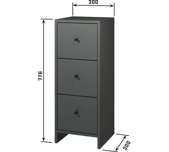Комод Атмосфера 3Я-300 квадро, антрацит, МК 00-00024857