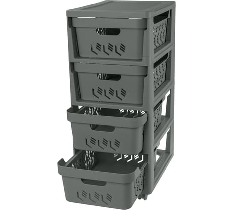 Комод Econova Deluxe на колесах, 4 ящика, 300х385х690 мм серый 43327691170