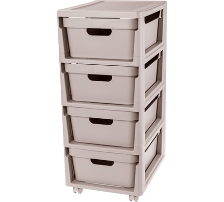 Комод Econova Luxe на колесах, 4 ящика, 300х385х690 мм светло-бежевый 43324673470
